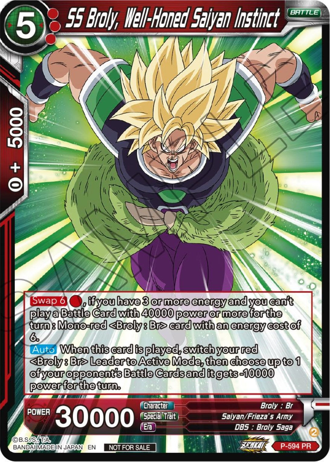 Image for SS Broly, Well-Honed Saiyan Instinct (Deluxe Pack 2024 Vol.1) (Promotion Cards) (P-594) - Dragon Ball Super: Masters