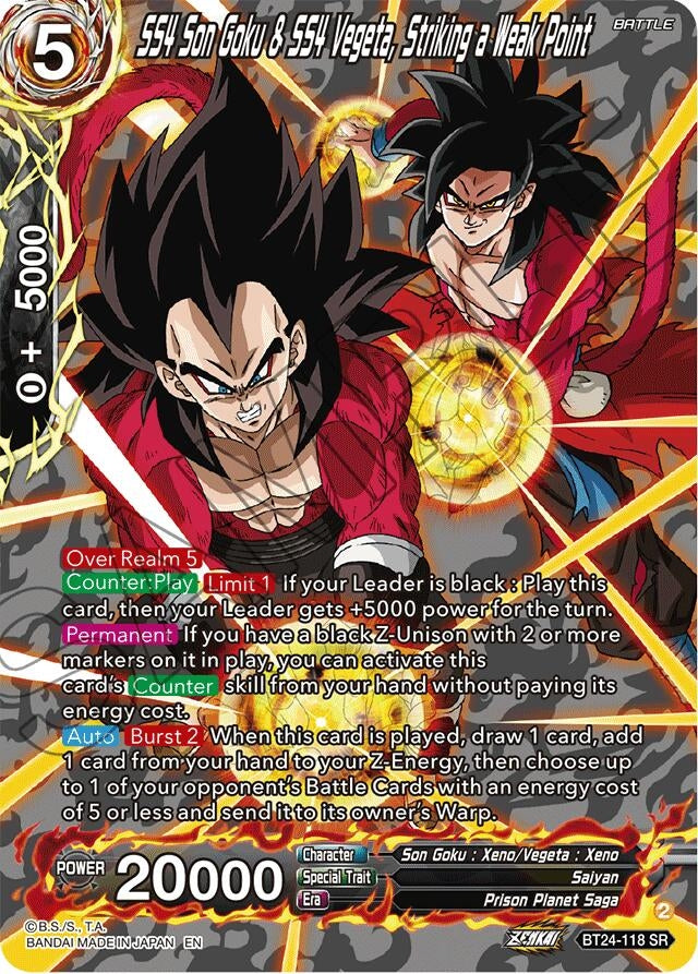 Image for SS4 Son Goku & SS4 Vegeta, Striking a Weak Point (Collector Booster Silver) (Beyond Generations) (BT24-118) - Dragon Ball Super: Masters