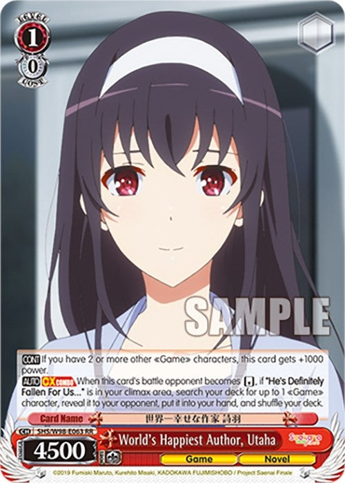 Image for World's Happiest Author, Utaha (Saekano the Movie: Finale) (SHS/W98-E063 RR) - Weiss Schwarz