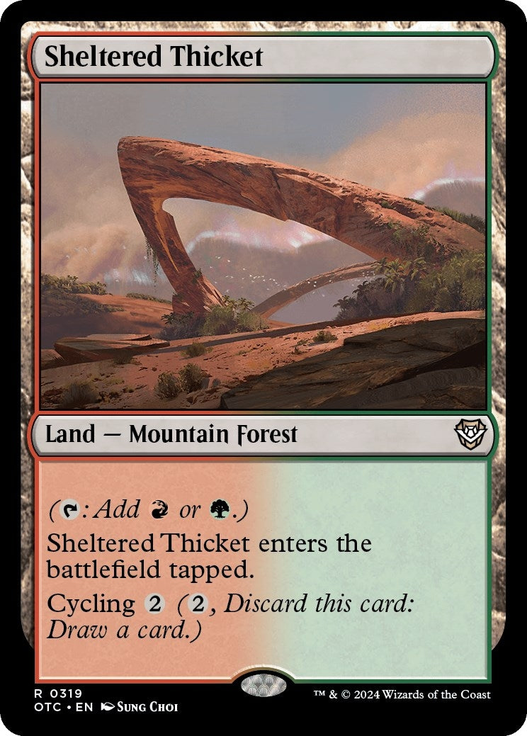 Image for Sheltered Thicket (Commander: Outlaws of Thunder Junction) (319) - Magic: The Gathering