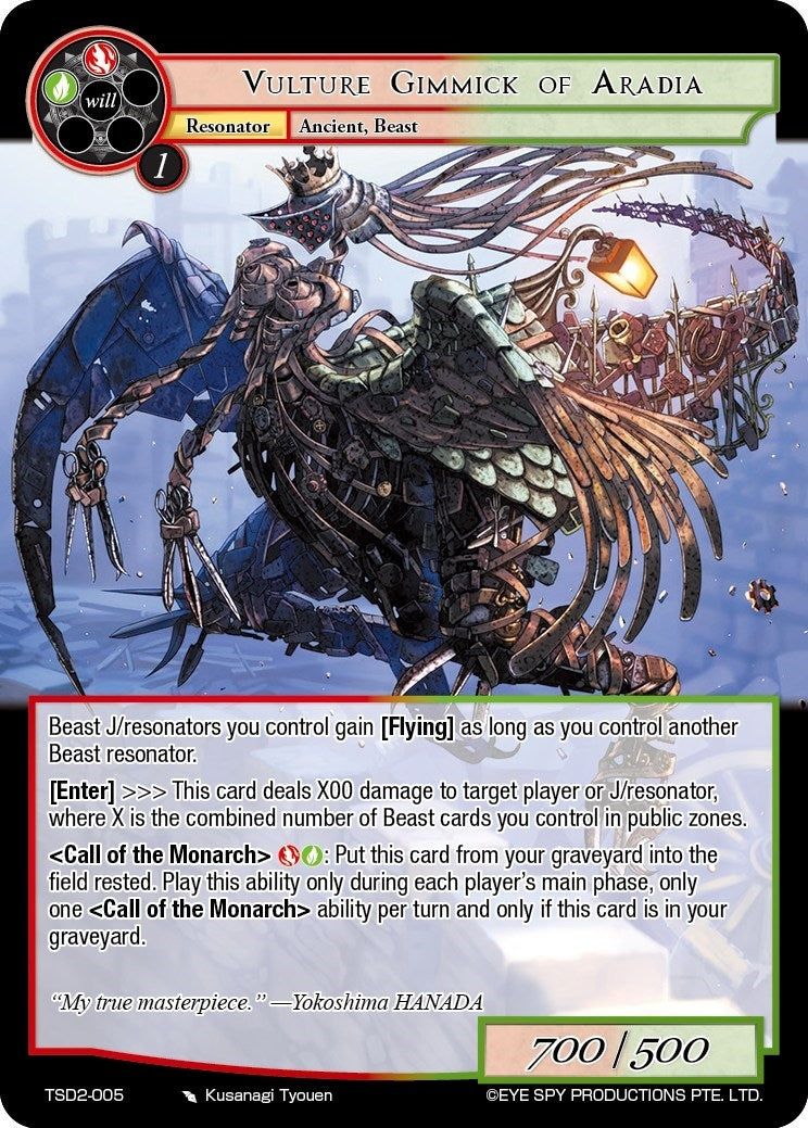 Image for Vulture Gimmick of Aradia (Starter Deck: Yokoshima) (TSD2-005) - Force of Will