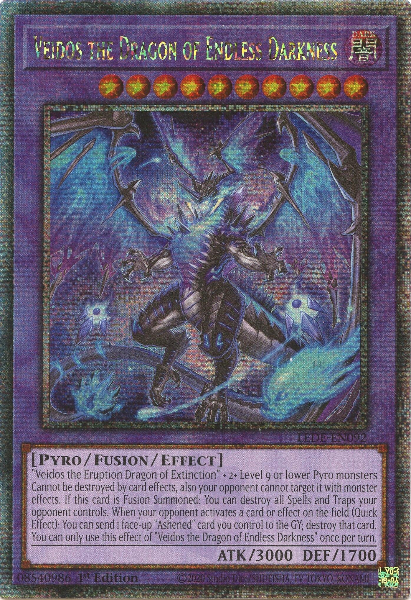 Image for Veidos the Dragon of Endless Darkness (Quarter Century Secret Rare) (Legacy of Destruction) (LEDE-EN092) - YuGiOh