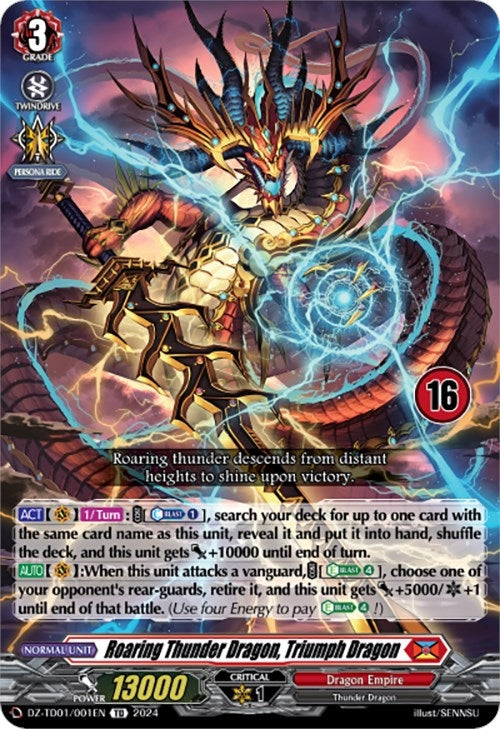 Image for Roaring Thunder Dragon, Triumph Dragon (16) (DZ-TD01: Start Up Trial Deck "Dragon Empire") (DZ-TD01/001EN) - Cardfight Vanguard
