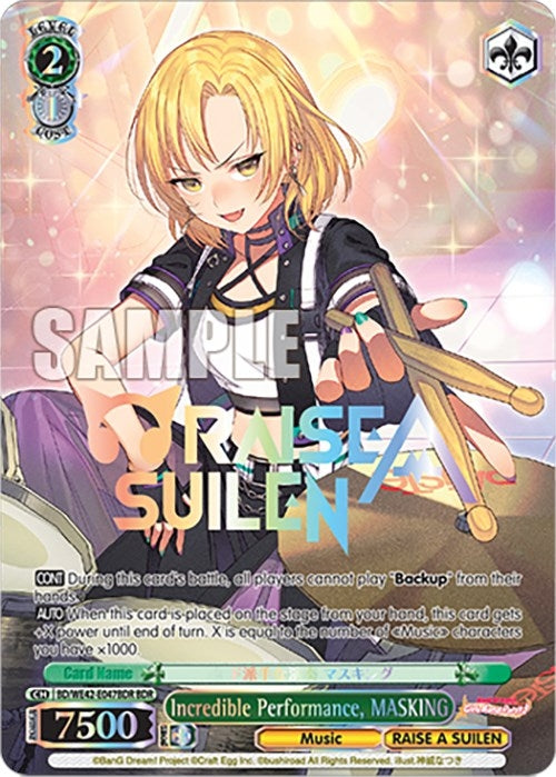 Image for Incredible Performance, MASKING (BDR) (BanG Dream! Girls Band Party! Countdown Collection Premium Booster) (BD/WE42-E047BDR BDR) - Weiss Schwarz
