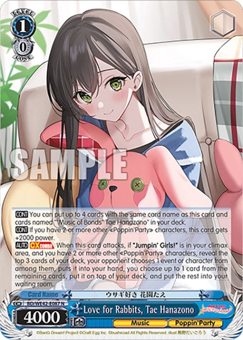 Image for Love for Rabbits, Tae Hanazono (BanG Dream! Girls Band Party! Countdown Collection Premium Booster) (BD/WE42-E087 N) - Weiss Schwarz