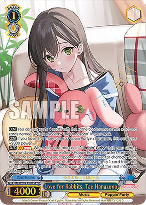 Image for Love for Rabbits, Tae Hanazono (SP) (BanG Dream! Girls Band Party! Countdown Collection Premium Booster) (BD/WE42-E087SP SP) - Weiss Schwarz
