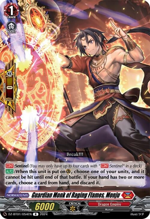 Image for Guardian Monk of Raging Flames, Monju (DZ-BT01: Fated Clash) (DZ-BT01/054EN) - Cardfight Vanguard