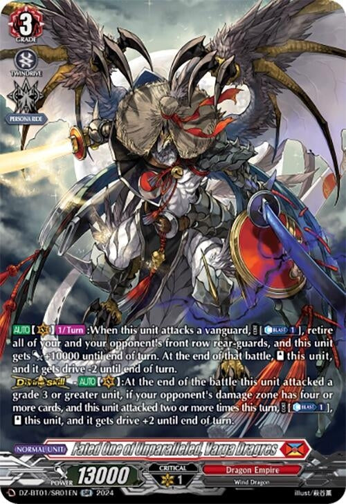 Image for Fated One of Unparalleled, Varga Dragres (SR) (DZ-BT01: Fated Clash) (DZ-BT01/SR01EN) - Cardfight Vanguard