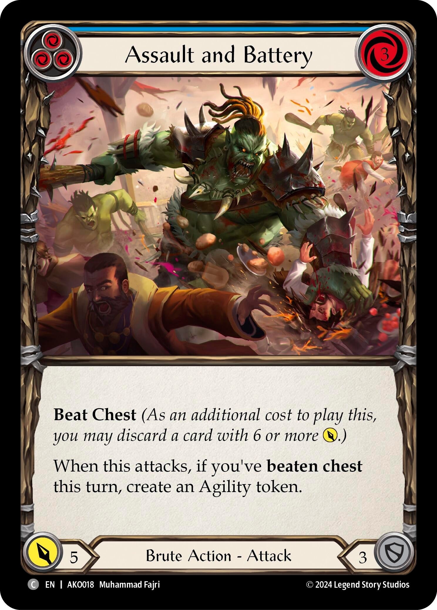 Image for Assault and Battery (Blue) (Armory Deck: Kayo) (AKO018) - Flesh and Blood TCG