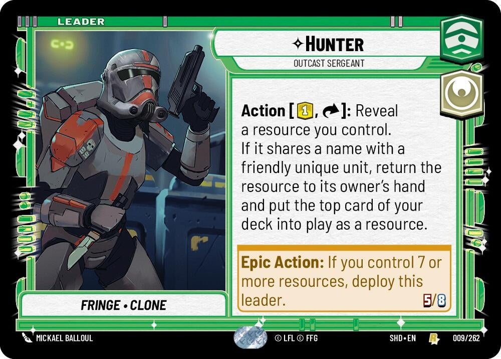 Image for Hunter - Outcast Sergeant (Shadows of the Galaxy) (009/262) - Star Wars: Unlimited