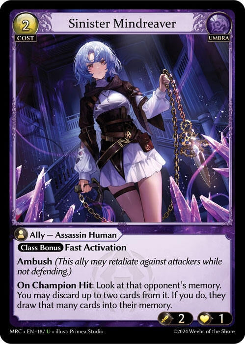 Image for Sinister Mindreaver (Mercurial Heart) (187) - Grand Archive TCG