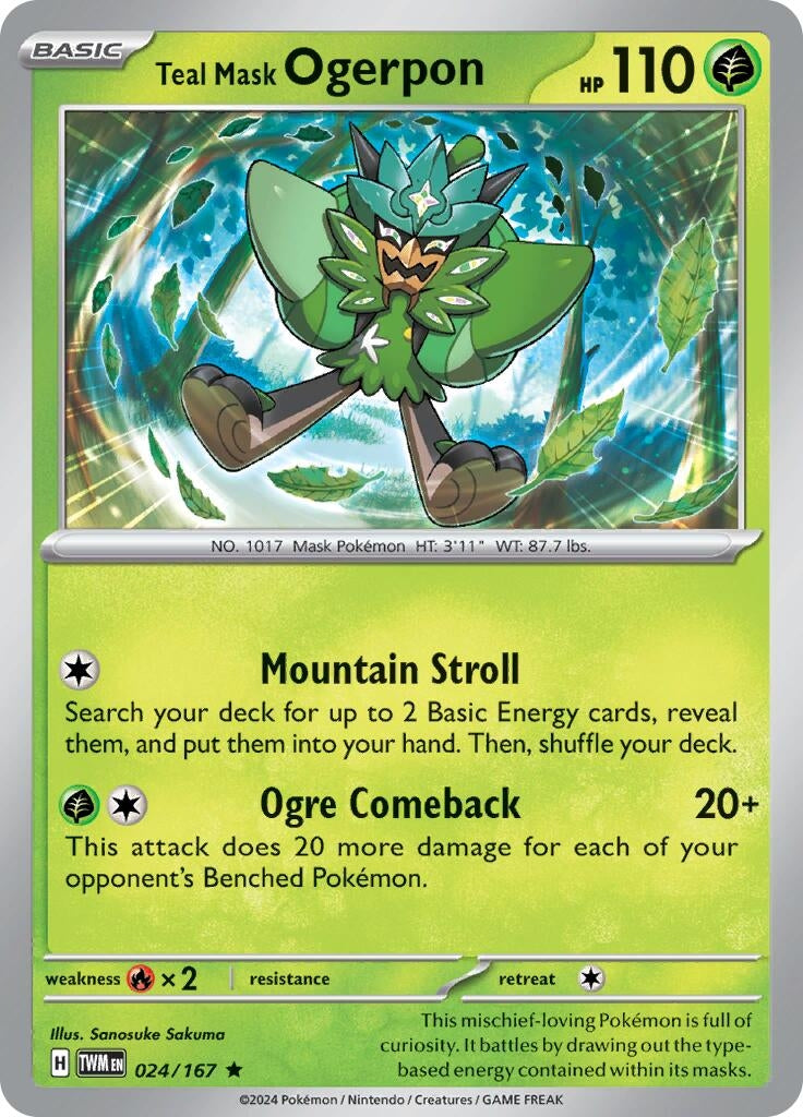 Image for Teal Mask Ogerpon (SV06: Twilight Masquerade) (024/167) - Pokemon
