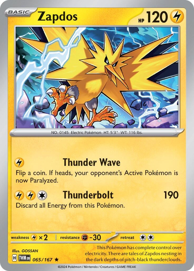 Image for Zapdos (SV06: Twilight Masquerade) (065/167) - Pokemon
