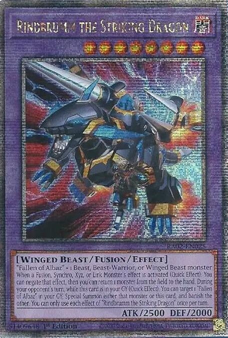 Image for Rindbrumm the Striking Dragon (Quarter Century Secret Rare) (25th Anniversary Rarity Collection II) (RA02-EN025) - YuGiOh