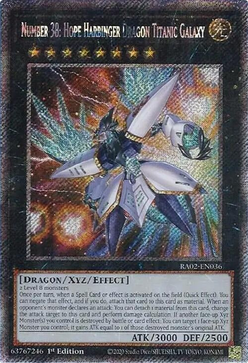 Image for Number 38: Hope Harbinger Dragon Titanic Galaxy (Platinum Secret Rare) (25th Anniversary Rarity Collection II) (RA02-EN036) - YuGiOh