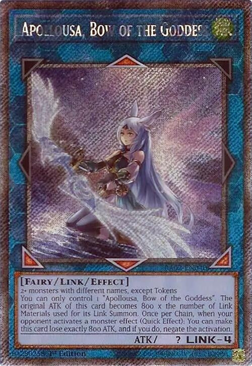 Image for Apollousa, Bow of the Goddess (Alternate Art) (Platinum Secret Rare) (25th Anniversary Rarity Collection II) (RA02-EN040) - YuGiOh