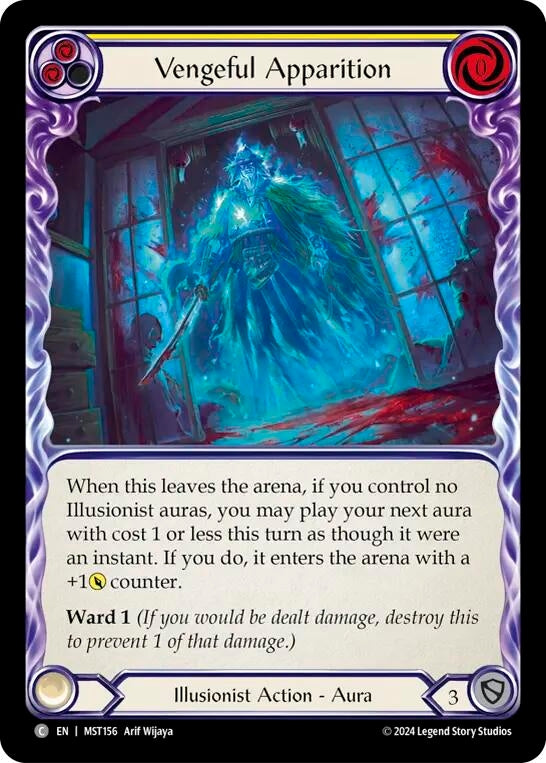 Image for Vengeful Apparition (Yellow) (Part the Mistveil) (MST156) - Flesh and Blood TCG