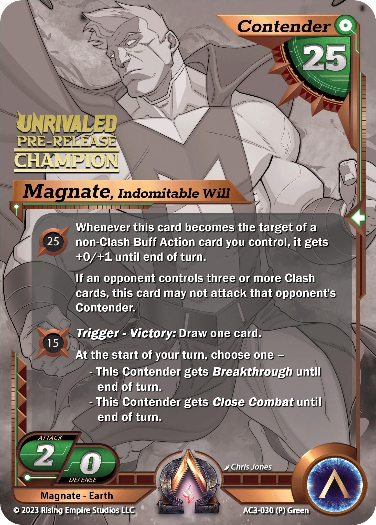 Image for Magnate, Indomitable Will (Pre-Release Champion) (Unrivaled) (AC3-030) - Alpha Clash