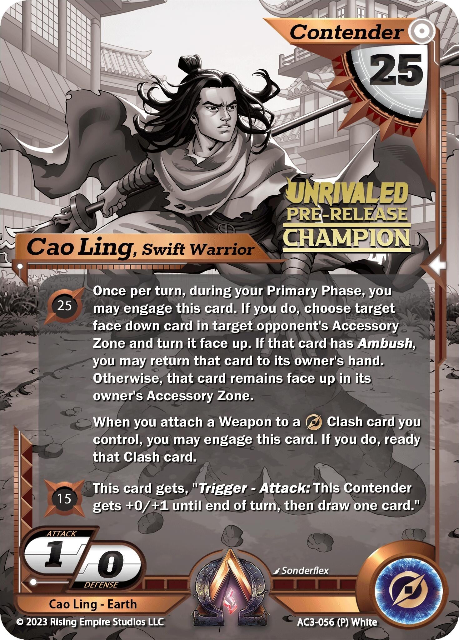 Image for Cao Ling, Swift Warrior (Pre-Release Champion) (Unrivaled) (AC3-056) - Alpha Clash