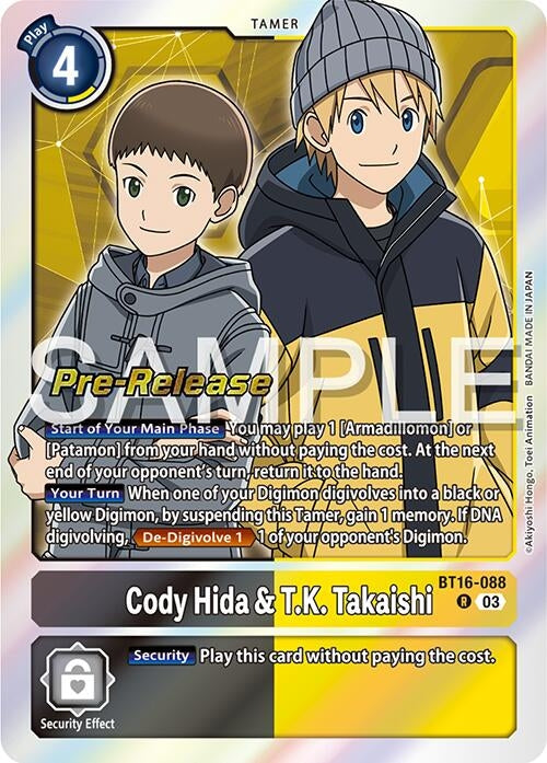 Image for Cody Hida & T.K. Takaishi (BT16_PR) (BT16-088 R) - Digimon Card Game