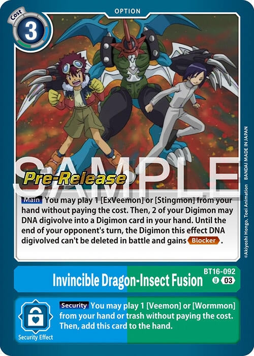 Image for Invincible Dragon-Insect Fusion (BT16_PR) (BT16-092 U) - Digimon Card Game