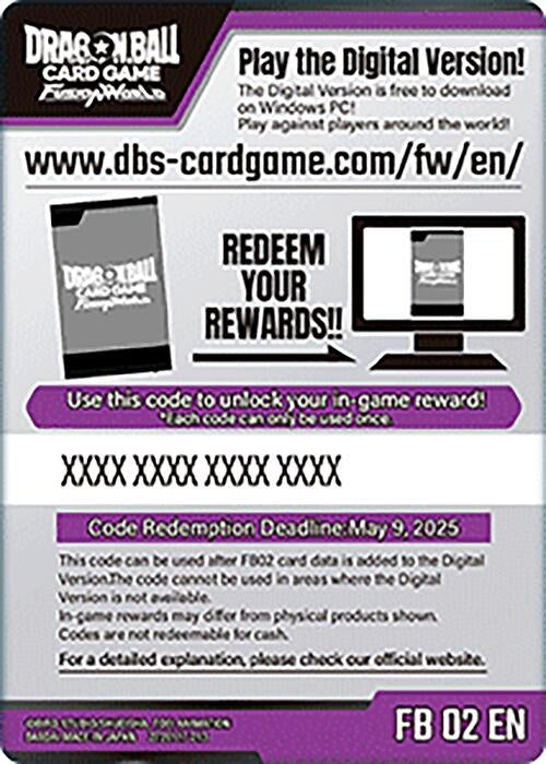 Image for Code Card - Blazing Aura Booster (FB02) (Blazing Aura) - Dragon Ball Super: Fusion World