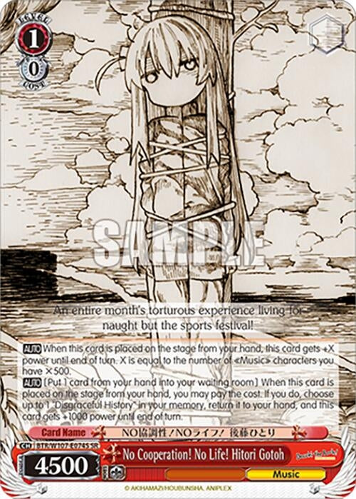 Image for No Cooperation! No Life! Hitori Gotoh (SR) (BOCCHI THE ROCK!) (BTR/W107-E074S SR) - Weiss Schwarz