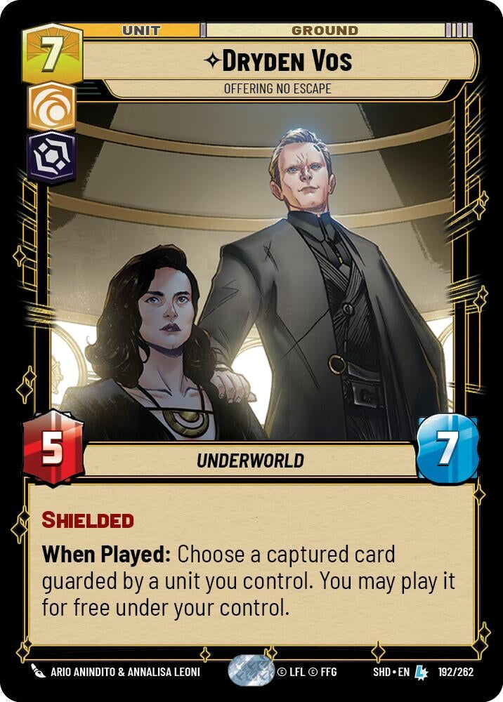 Image for Dryden Vos - Offering No Escape (Shadows of the Galaxy) (192/262) - Star Wars: Unlimited