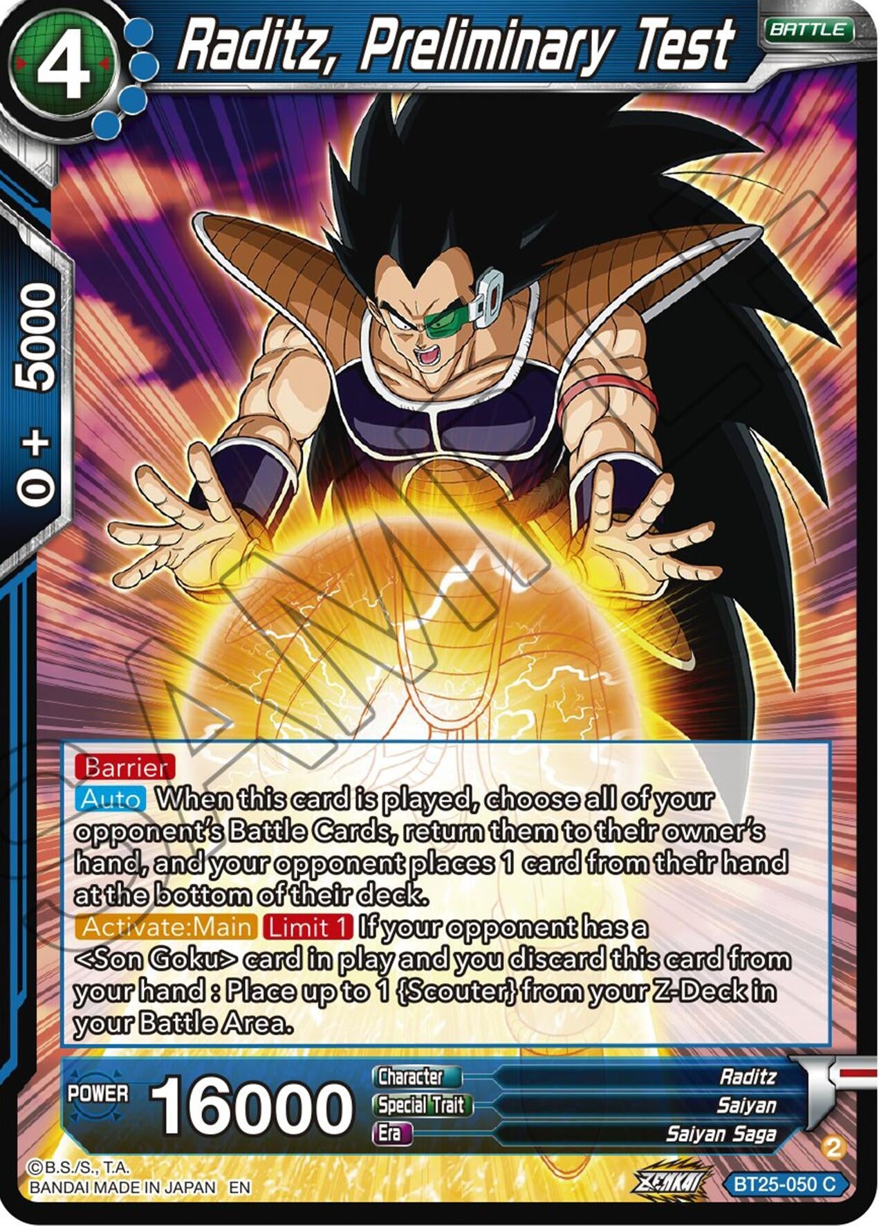 Image for Raditz, Preliminary Test (Legend of the Dragon Balls) (BT25-050) - Dragon Ball Super: Masters
