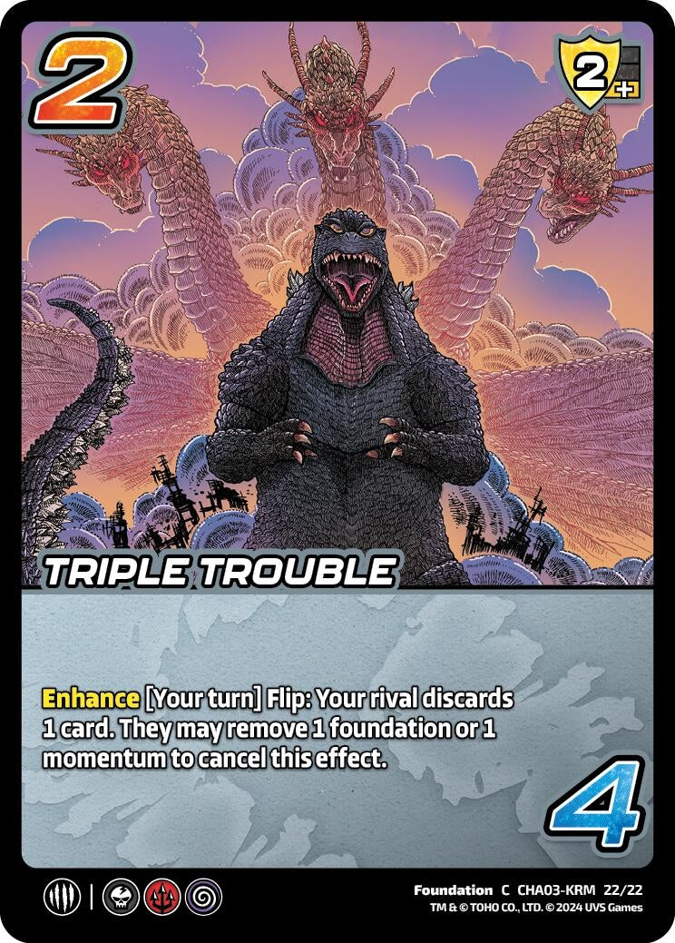 Image for Triple Trouble (Challenger Series: Godzilla) (CHA03-KRM 22/22) - UniVersus