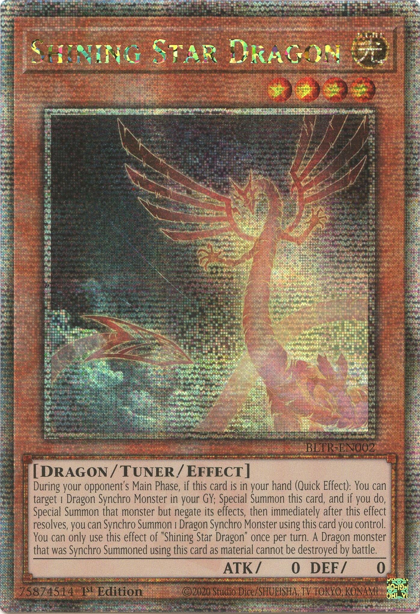 Image for Shining Star Dragon (Quarter Century Secret Rare) (Battles of Legend: Terminal Revenge) (BLTR-EN002) - YuGiOh