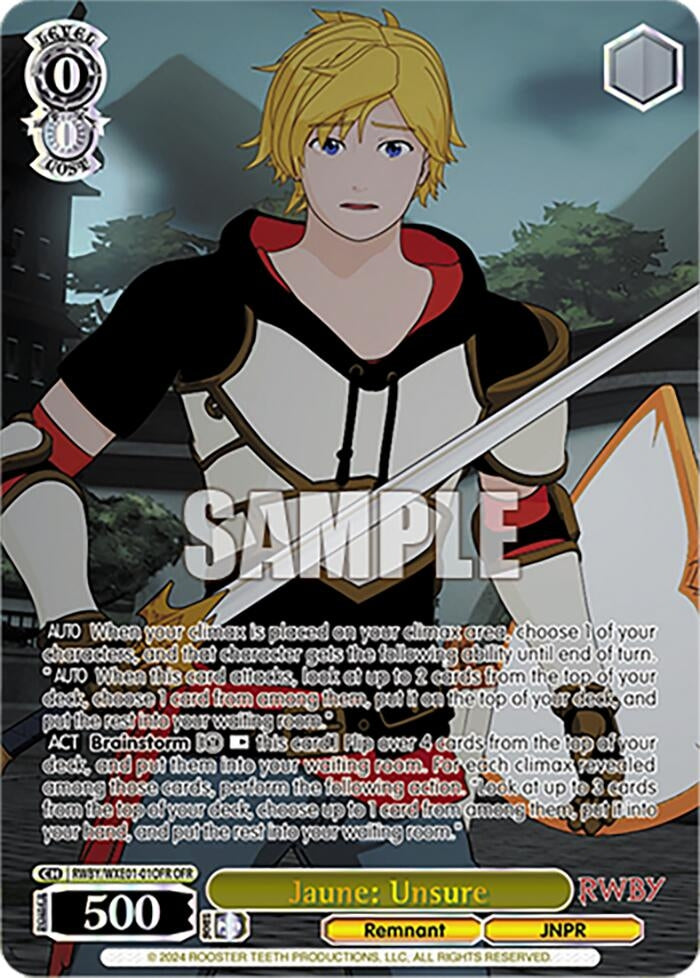 Image for Jaune: Unsure (OFR) (RWBY Premium Booster) (RWBY/WXE01-01OFR OFR) - Weiss Schwarz