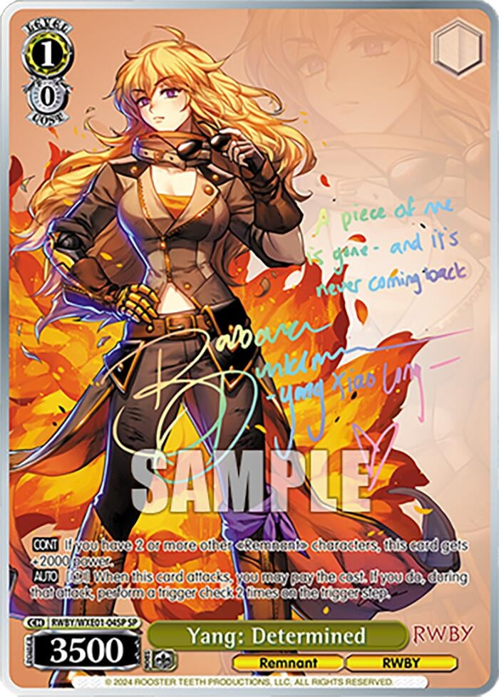 Image for Yang: Determined (SP) (RWBY Premium Booster) (RWBY/WXE01-04SP SP) - Weiss Schwarz