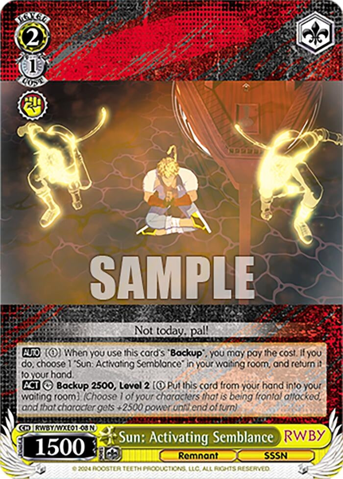 Image for Sun: Activating Semblance (RWBY Premium Booster) (RWBY/WXE01-08 N) - Weiss Schwarz