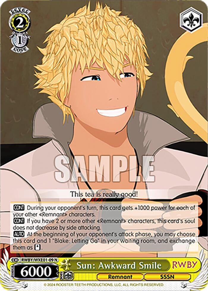 Image for Sun: Awkward Smile (RWBY Premium Booster) (RWBY/WXE01-09 N) - Weiss Schwarz