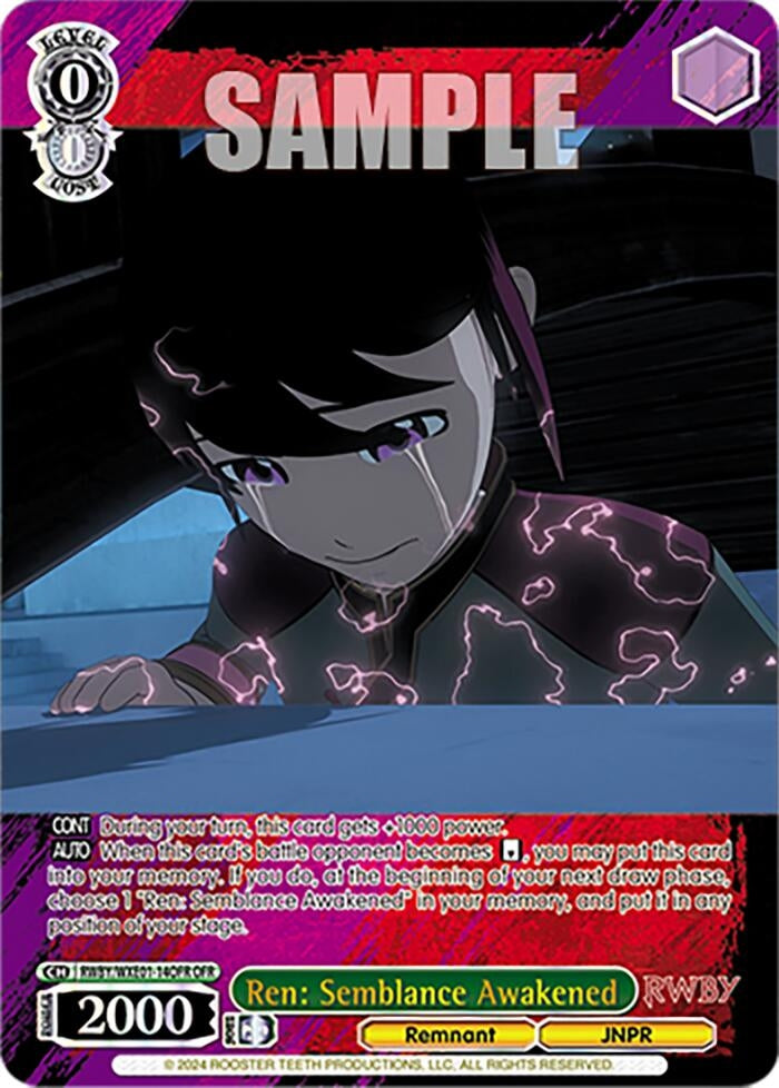 Image for Ren: Semblance Awakened (OFR) (RWBY Premium Booster) (RWBY/WXE01-14OFR OFR) - Weiss Schwarz