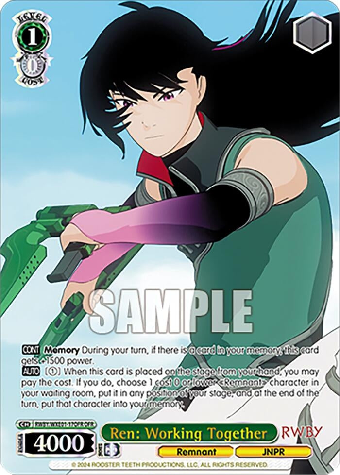Image for Ren: Working Together (OFR) (RWBY Premium Booster) (RWBY/WXE01-17OFR OFR) - Weiss Schwarz