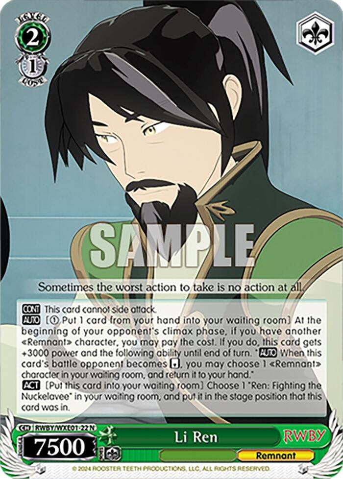 Image for Li Ren (RWBY Premium Booster) (RWBY/WXE01-22 N) - Weiss Schwarz