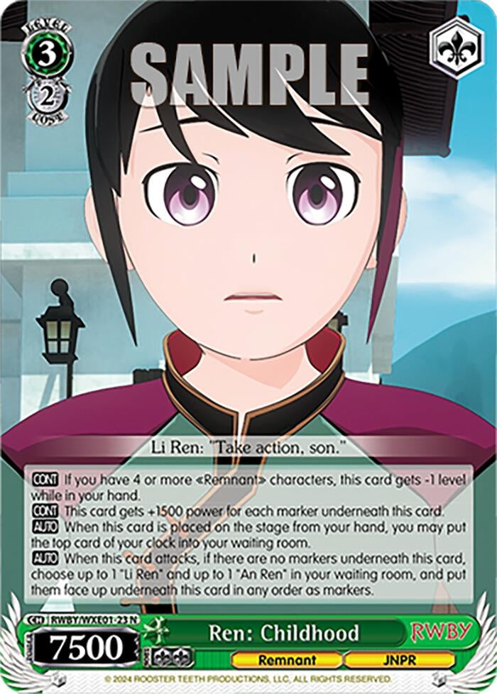 Image for Ren: Childhood (RWBY Premium Booster) (RWBY/WXE01-23 N) - Weiss Schwarz