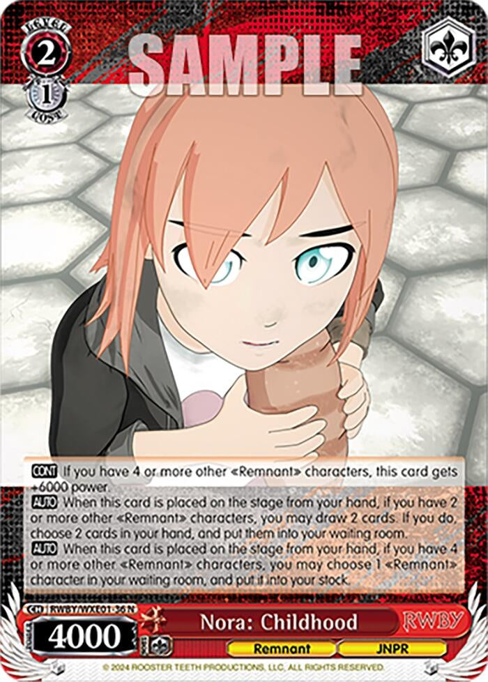 Image for Nora: Childhood (RWBY Premium Booster) (RWBY/WXE01-36 N) - Weiss Schwarz