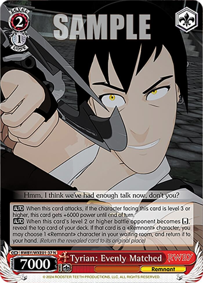 Image for Tyrian: Evenly Matched (RWBY Premium Booster) (RWBY/WXE01-37 N) - Weiss Schwarz