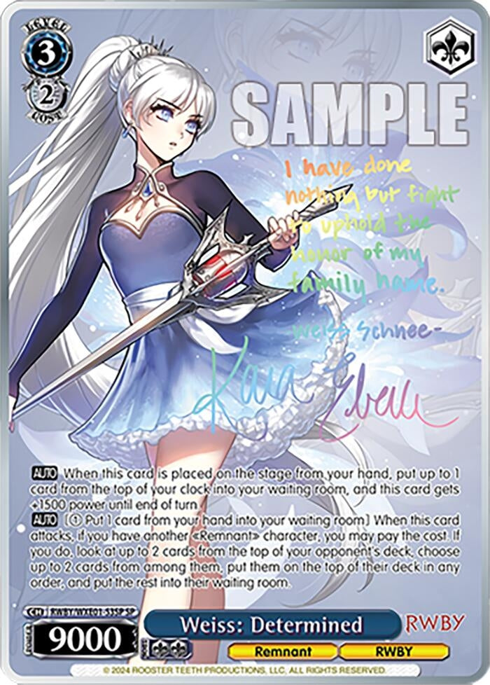 Image for Weiss: Determined (SP) (RWBY Premium Booster) (RWBY/WXE01-53SP SP) - Weiss Schwarz