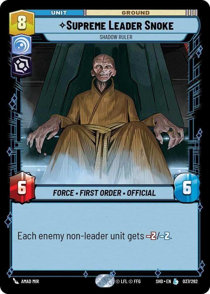 Image for Supreme Leader Snoke - Shadow Ruler (Shadows of the Galaxy) (037/262) - Star Wars: Unlimited