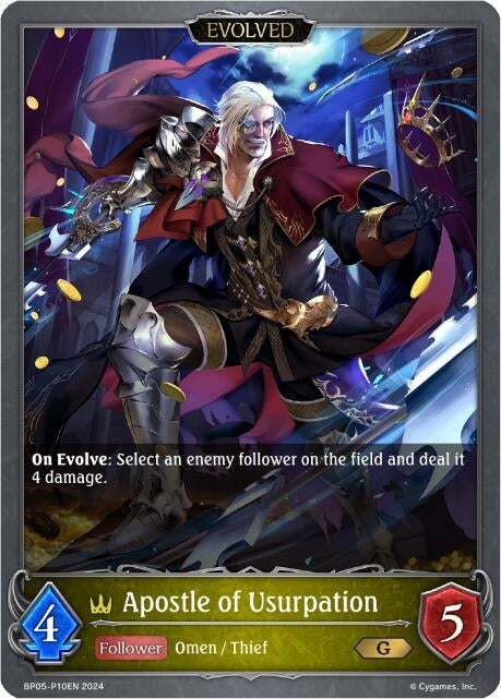 Image for Apostle of Usurpation (Evolved) (Foil) (BP05: Omens Eternal) (BP05-P10EN) - Shadowverse: Evolve