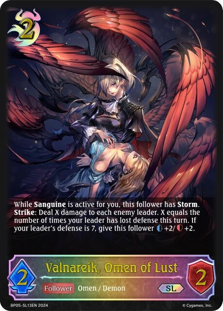 Image for Valnareik, Omen of Lust (SL) (BP05: Omens Eternal) (BP05-SL13EN) - Shadowverse: Evolve