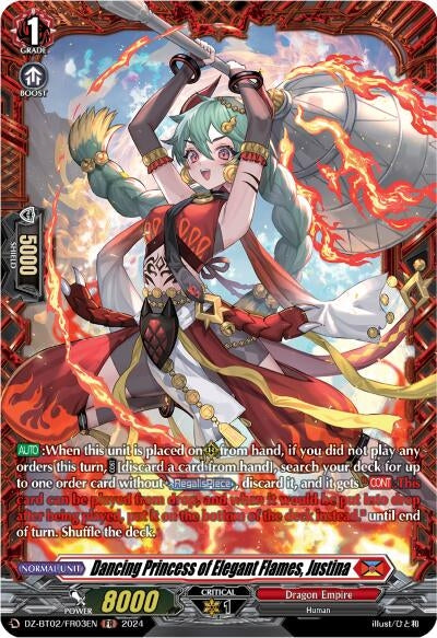 Image for Dancing Princess of Elegant Flames, Justina (FR) (DZ-BT02: Illusionless Strife) (DZ-BT02/FR03EN) - Cardfight Vanguard