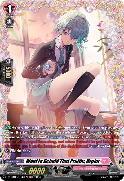 Image for Want to Behold That Profile, Orpha (FR) (DZ-BT02: Illusionless Strife) (DZ-BT02/FR43EN) - Cardfight Vanguard