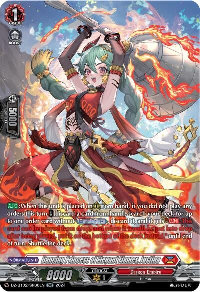 Image for Dancing Princess of Elegant Flames, Justina (SR) (DZ-BT02: Illusionless Strife) (DZ-BT02/SR06EN) - Cardfight Vanguard