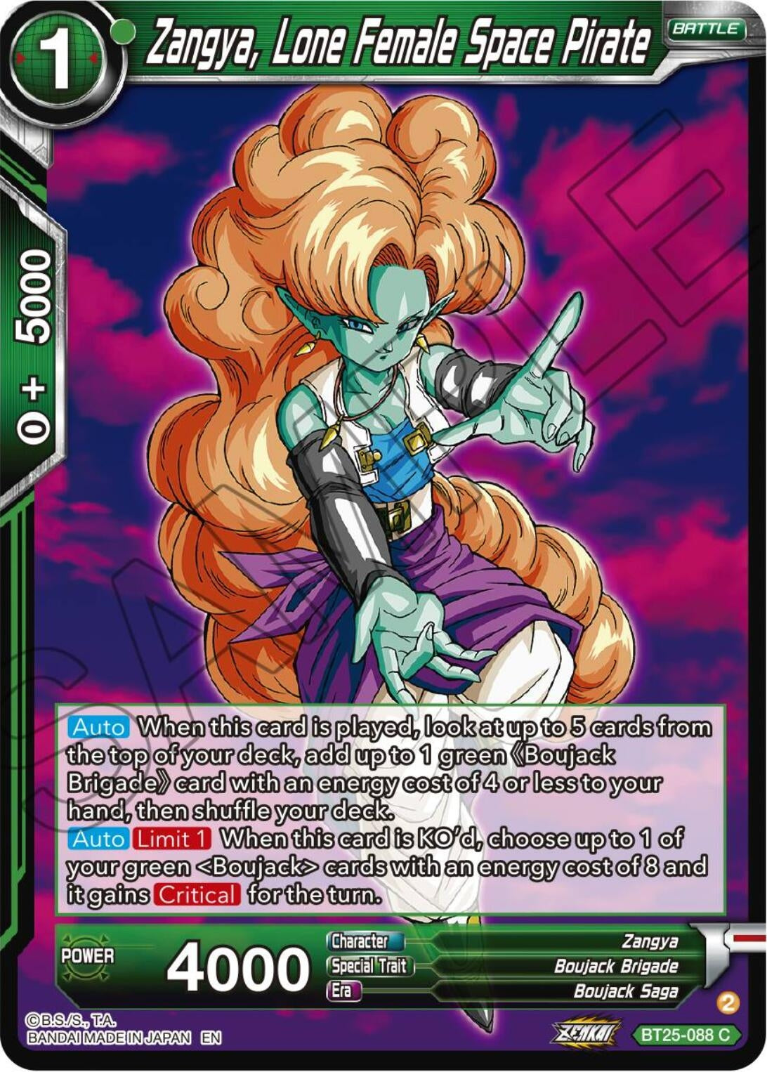 Image for Zangya, Lone Female Space Pirate (Legend of the Dragon Balls) (BT25-088) - Dragon Ball Super: Masters