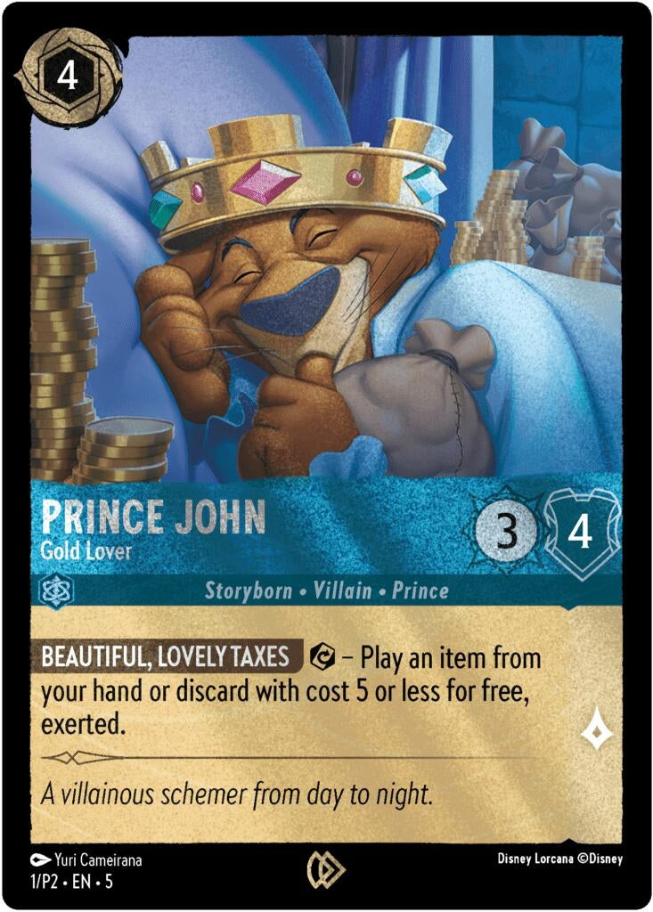 Image for Prince John - Gold Lover (Disney Lorcana Promo Cards) (1) - Disney Lorcana